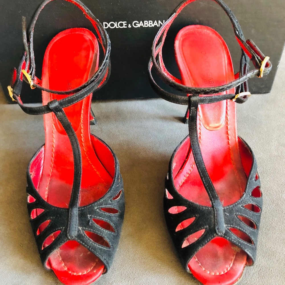 Dolce & Gabbana Black Leather + Suede sandal 36.5